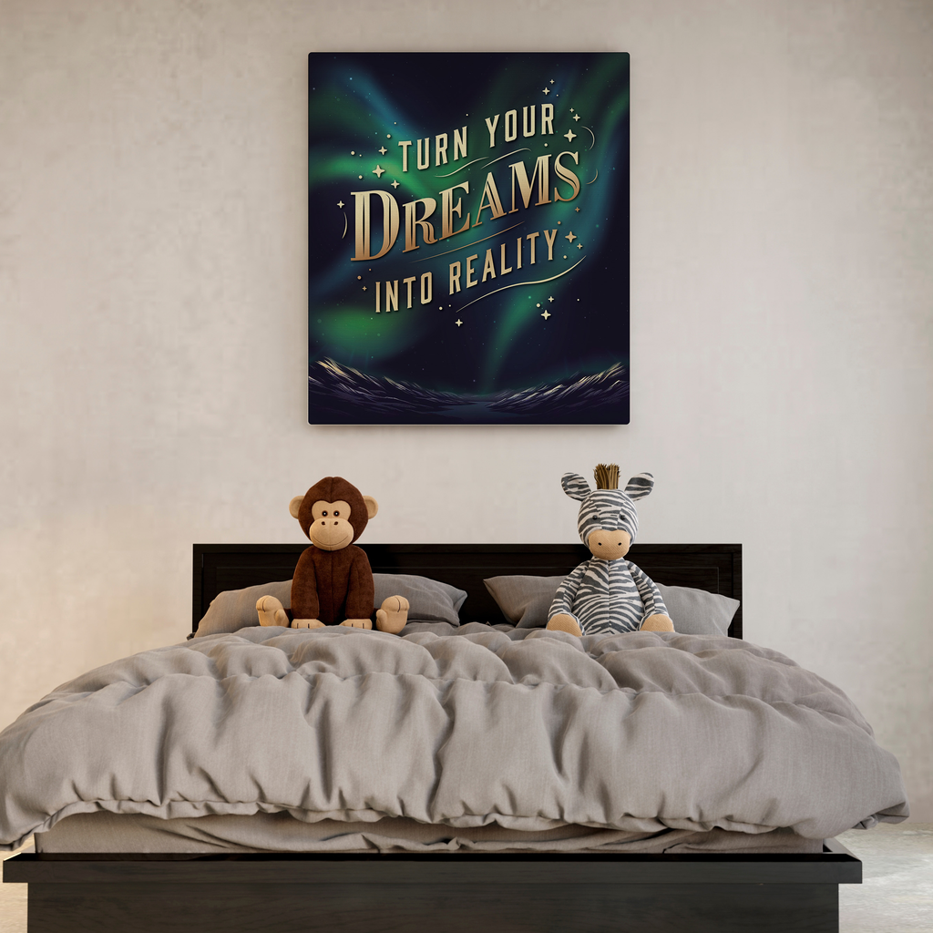 Turn Your Dreams Into Reality Children's Wall Art designed by Little Professors Online.